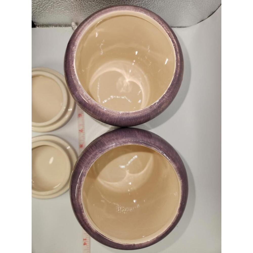 Small Ceramic Canisters With Lids, Purple & Brown - Picture 7 of 13
